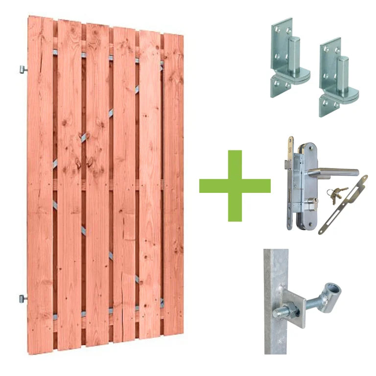 Tuinpoort Douglas 100x195cm met IJzeren Frame en Inbouwslot