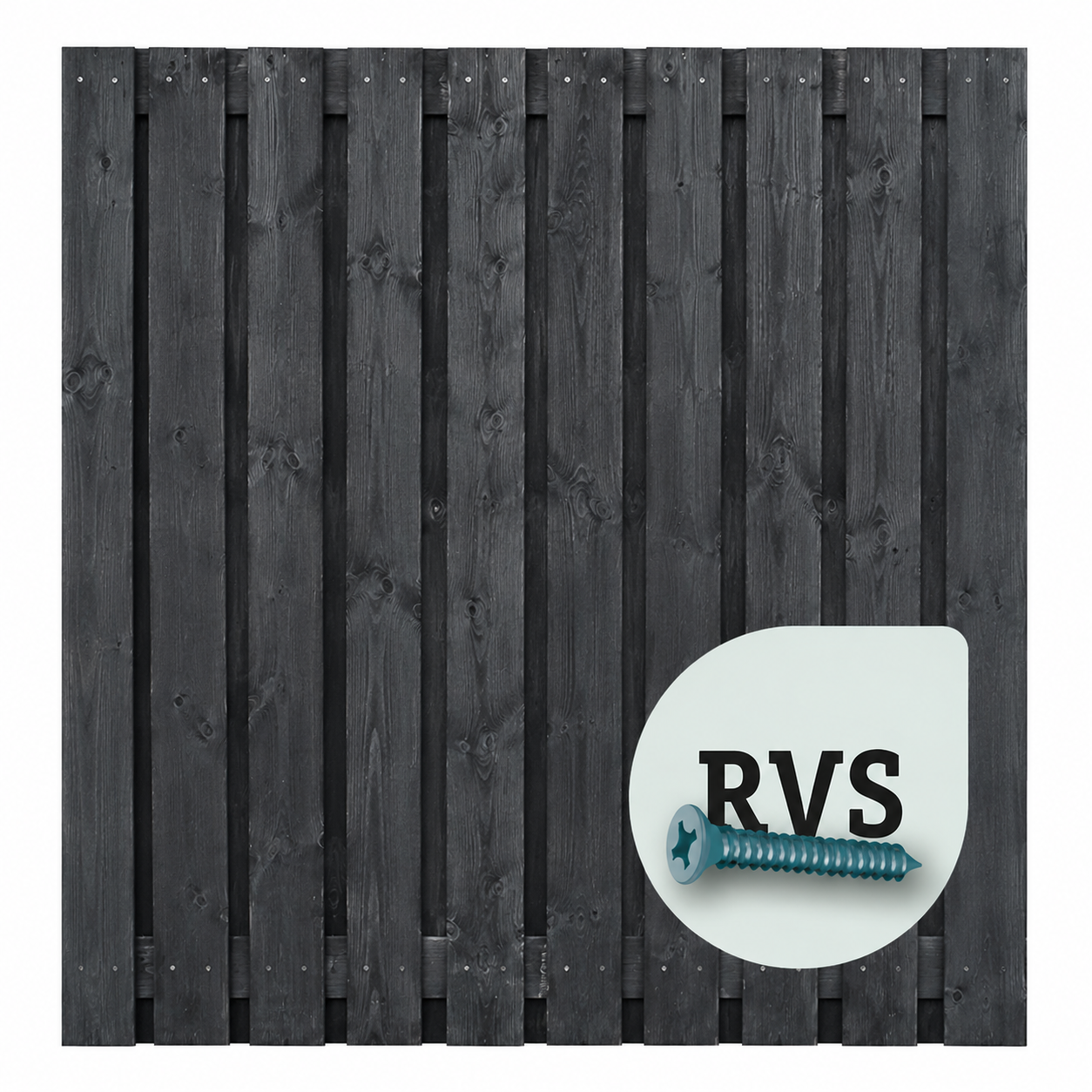 Houten Schutting – My Schutting Zwart – Zwart Gedompeld – Recht – 180x180 cm